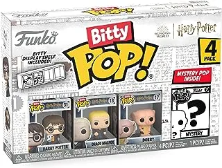 Funko Bitty Pop! Harry Potter - Harry Potter, Draco Malfoy, Dobby and A Surprise Mystery Mini Figure - 0.9 Inch (2.2 Cm) Collectable - Stackable Display Shelf Included - Gift Idea - Cake Topper