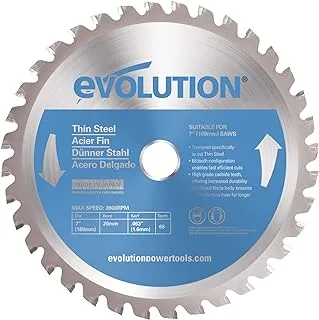 شفرة قطع فولاذية رفيعة 180 شفرة من Evolution Power Tools، مقاس 7 بوصات × 68 سنًا، باللون الأزرق