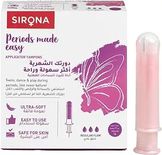 Sirona Regular Flow Tampons with Applicator - 16 Pieces | Made in Europe | Ultra Soft & Comfortable | Highly Absorbent | BPA Free | FDA Approved