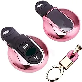 Royalfox(TM) Luxury 3 4 Buttons Soft TPU Smart Remote Key Fob case Cover for BMW Mini Cooper F54 F55 F56 F57 F60,with Keychain (Pink)