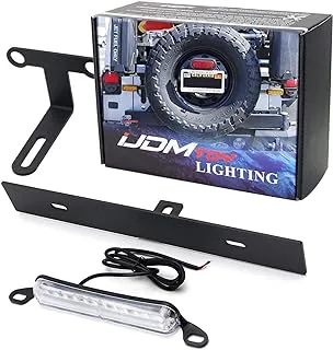 iJDMTOY Rear Spare Tire Mount License Plate Relocator Bracket w/ 12-SMD LED License Plate Light Compatible with Jeep 2007-2017 Wrangler JK