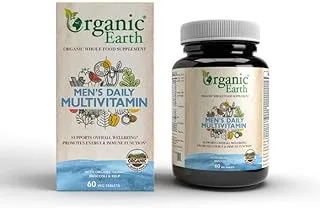 Organic Earth Plant Based Men’s Daily Multivitamins |Promote Immune System Health, Heart Health, Stress and Energy Support| Vegan, Gluten Free, Clean Nutrition I 60 Capsules