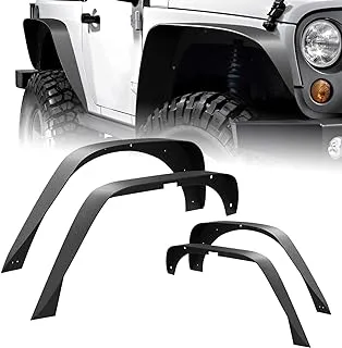 Nilight Off-Road Fender Flares Kit Compatible with 2007-2018 Wrangler JK (2/4 Doors) Heavy-Duty Solid Steel Black Textured Fenders for Unlimited JK Front & Rear Flat-4pcs,2 Years Warranty (JK-63D)