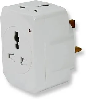 Hasanat Essentials ESMA Certified 13A UK UAE Adapter Fused 3-Way Universal Socket Multi-Plug for Travel, Home, Work