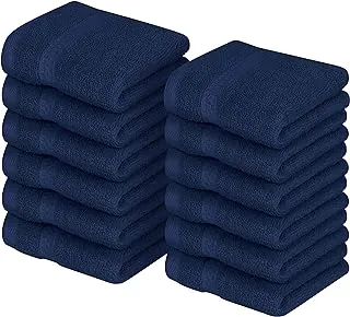 Utopia Towels - Premium Washcloths Set (12 x 12 Inches, Navy Blue) - 600 GSM 100% Cotton Flannel Face Cloths, Highly Absorbent and Soft Feel Fingertip Towels (12-Pack)