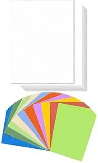 MARKQ A4 Card Stock Paper White + 100 Sheets A4 10 Assorted Colors 29.7 cm x 21 cm