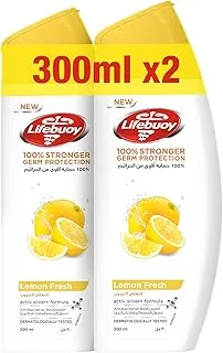 Lifebuoy Antibacterial Body Wash, Lemon Fresh, 100% Stronger Germ Protection*, 300ml, Pack of 2