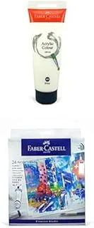 Faber-Castell Colour Paint 120 Ml White + Colors Set Of 24 X 9Ml