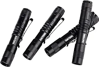 HATORI LED Mini Flashlight, Bright Small Handheld Pocket Flashlights Tactical High Lumens Pen Light for Camping, Outdoor, Emergency, 4 Pack(3.55Inch)