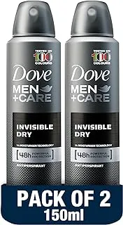 Dove Men+Care Antiperspirant Deodorant, with 48H Powerful Protection, Invisible Dry, with ¼ Moisturiser Technology, 150ml, Pack of 2