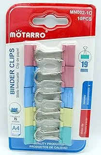 MOTARRO-New Edition hiqh quality Binder Clips for students and Office use (Multi-color, 19mm)