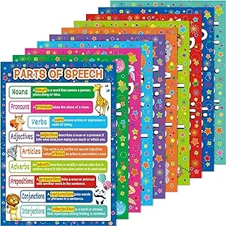 BPA® 10 Pieces Educational Posters Speech Learning Poster Grammar Poster 16 x 12.5 cm Nursery for Preschool