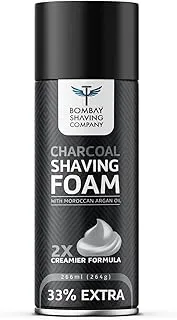 رغوة الحلاقة بالفحم من Bombay Shaving Company، 266 مل (33% إضافية) مع الفحم المنشط وزيت الأرغان المغربي