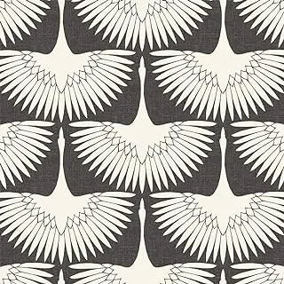 Tempaper x Genevieve Gorder Storm Gray Feather Flock Removable Peel and Stick Wallpaper, 20.5 in X 16.5 ft, Made in the USA