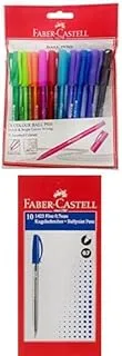 Faber-Castell Ball Pen 0.7Mm Poly Bag Of 10Pc + Faber castell ballpen 142351 blue 1mm box of 10