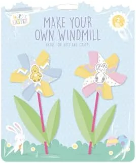 Gen Imports EAS4785 Make Your Own Windmill | Easter Arts and Crafts | 2pcs. Paper, Multicolor