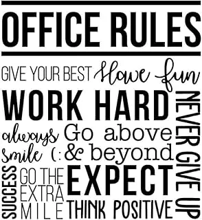 BPA® Vinyl Wall Art Decal - Office Rules Give Your Best Work Hard Never Up Think Positive 40