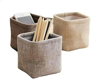 BELLSBERRY Mini Small Linen Pen Holder Desktop Boxes Props Simple Lovely Box Little Stationery Holders Simple pen containe