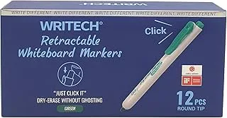 WRITECH Retractable Dry Erase Markers 12pcs Green: Fine Tip Low Odor Kid Adult Refillable Clickable Highly-visible and low-odor vibrant inks are 100% non-toxic and safe for kids or adults.