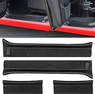 طقم واقيات عتبة الباب FlyOX، واقيات دخول الباب المطاطية لـ 2018-2021 Jeep Wrangler JL JLU 2020 2021 Gladiator JT 4-Door Accessories Parts، واقي عتبة الباب استبدال التغطية الكاملة (أسود)