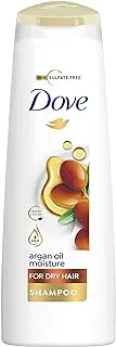 DOVE Shampoo hydrates dry hair, leaving it soft and frizz-free for up to 72 hours, Argan Oil Moisture, no dyes, parabens or sulfates, 400 ML