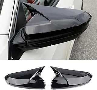 Rearview Mirror Cover Compatible with Honda Civic 2016-2021 ABS Material Ox Horn Door Side Mirror Trim Cover (Bright black 2 Pcs)