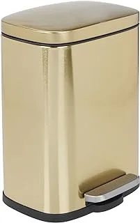 mDesign Pedal Bin – 5 L Stainless Steel Metal Waste Bin with Pedal, Lid and Plastic Insert – Small Household Rubbish Bin for Bathroom and Kitchen or as Office Bin etc. – Gold