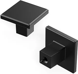 Hickory Hardware 10 Pack of Square Kitchen Cabinet Knobs, Drawer and Dresser Knob, Handle Pulls for Cabinet Doors, Bathroom Drawers, 1-3/16 Inch, Matte Black,