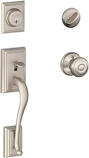 مقبض SCHLAGE Addison ذو الأسطوانة الواحدة ومقبض جورجي، نيكل ساتان (F60 ADD 619 GEO)