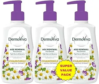 DERMOVIVA Age Renewal Handwash - 3x200 ml | Rejuvenates Ageing Skin | With Chamomile & Nettle Extracts |