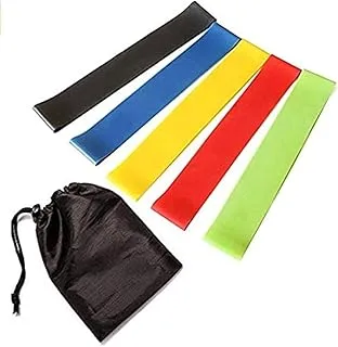 Resistance Bands Set of 5 exercise Bands with Carry Bag for Stretching, Physical Therapy and Fitness