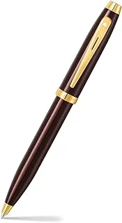 قلم حبر جاف Sheaffer 100 9370 بني داكن لامع مع زخرفة ذهبية اللون من مادة PVD