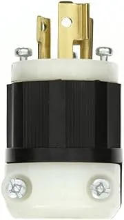 Leviton 4570-C 15 Amp, 250 Volt, NEMA L6-15P, 2P, 3W, Locking Plug, Industrial Grade, Grounding - Black-White