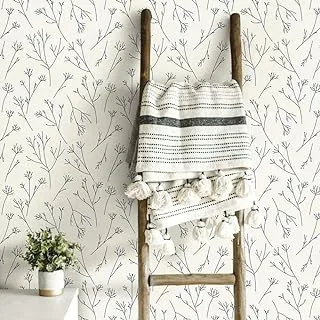 RoomMates RMK11680WP Navy Twigs Peel and Stick Wallpaper