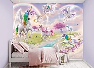 ورق حائط جداري من PBA Magical Unicorn، مقاس 8 بوصة × 10 بوصة، متعدد الألوان