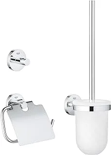 GROHE Start QuickFix 3-in-1 Toilet Accessories Set (Toilet Roll Holder with Cover, Toilet Brush, Robe Hook),41204000