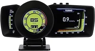 VJOYCAR New HUD Speed Display, 3 Screen Head Up Display Simultaneous, Dual Chipsets OBD2 Gauge Cluster + Universal GPS Speedometer, Digital Speedo Meter RPM Coolant Oil Temperature Turbo Pressure