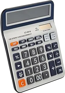 ECVV Desktop Calculator, 12 Digit Large LCD Display, Dual Solar Power and Battery, Mechanical Big Buttons Calculator for Office Home School