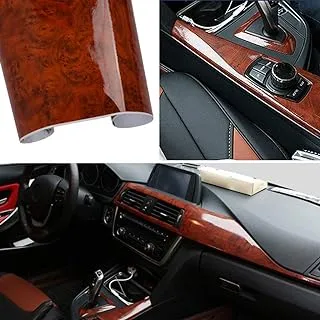 GraceYou High Glossy Wood Grain Vinyl Wrap Sticker Decal Car Internal Wraps Self Adhesive DIY Film, Waterproof Wrap Roll Without Bubble, 100x 40cm/39.4x15.7in, brown, Medium