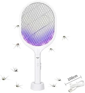 SKY-TOUCH 2 in 1 Dual Modes Electric Bug Zapper : Handheld Fly Swatter with USB Rechargeable Base Mosquito Killer with Purple Mosquito Light for Home Bedroom Kitchen Office Backyard Patio Camping