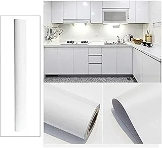 BPA® Glossy Contact Paper, 500 x 60cm Self Adhesive Wallpaper Decorative Removable Wallpaper with PVC Waterproof Oil-proof for Kitchen Countertop Cabinet Bathroom Furniture-Pearl White