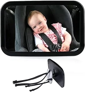 ECVV Backseat Baby Car Mirror, Rear View Mirror for Babies, Toddlers, Pet, Newborn 360° Rotation Clear Wide Angel View, Acrylic Shatterproof, Headrest Double Adjustable Strap Detachable