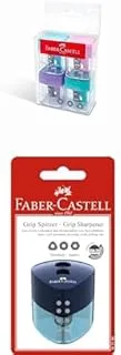 Faber-Castell Minibox Sharpener 4pc Pastel Colours + grip Sharpener Trend Double Hole Assorted