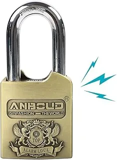 Alarm Padlock - Anti-Theft Heavy Duty Security Alarm Lock - 120db Alarm Sound - Weather Proof for Door Storehouse Truck with 4 Keys (10mm) Bronze