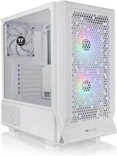 Thermaltake Ceres 330 TG ARGB Mid Tower Chassis, 2x Pre-Installed CT140 aRGB Fans 1x CT140 Fan, 4mm Tempered Glass Panel, Up to 360mm Radiator 7 Fans, Removable Filters - White