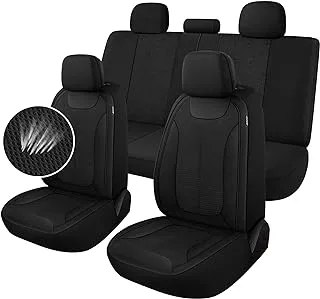 CAROMOP Car Seat Covers Premium 3D Air Mesh Cloth Full Set Washable and Breathable Automotive Vehicle Seat Covers for Cars Interior, Universal Fit for Cars, Sedans, Trucks, SUVs (Black)