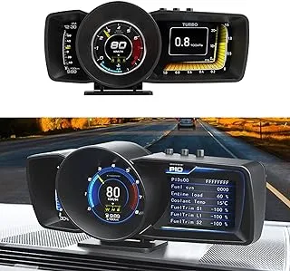 Geloo Car HUD Head Up Display with OBD2 + GPS Dual System Digtial Speedometer with 3 LCD Screens A600 Multi-Function Dashboard Computer Smart Speedometer Gauge for Universal All Vehicle Cars Truck