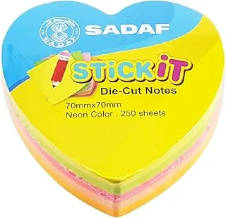 Sadaf Heart Shape Sticky Notes 250 Sheets, 70 mm x 70 mm Size