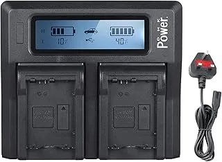 DMK Power NP-FW50 DC-01 LCD Dual Battery Charger Compatible with Sony NP-FW50 and Sony Alpha a3000 a5000 a5100 Alpha a6000 a6300 a6400 a6500 Alpha 7 a7 7R a7R a7RM2 7S a7S