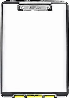 Dexas 5717-803 Clearview Clipcase Dry Erase Clipboard، أكريلونتريل بوتادين ستايرين بولي بروبيلين SAN سبيكة فولاذية، أصفر، 13.75 × 9.5 بوصة